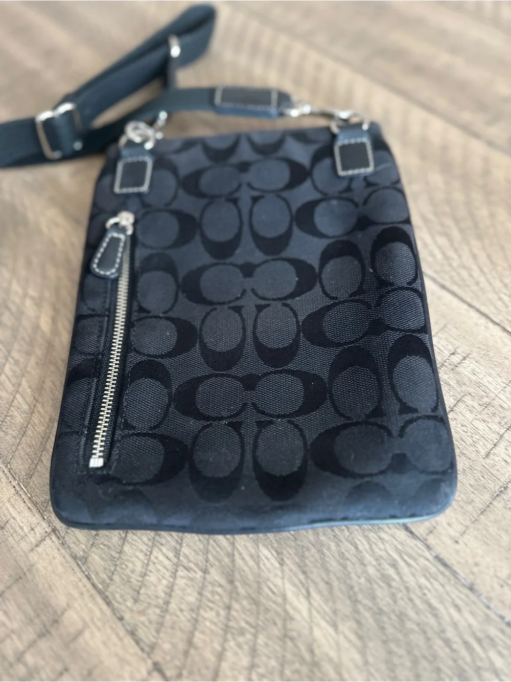 Coach Vintage Black Signature Crossbody Bag